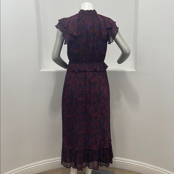 Cleobella Nicolette Midi Dress  Retrograde Paisley Purple Multi  Chiffon Size L - Picture 3 of 15